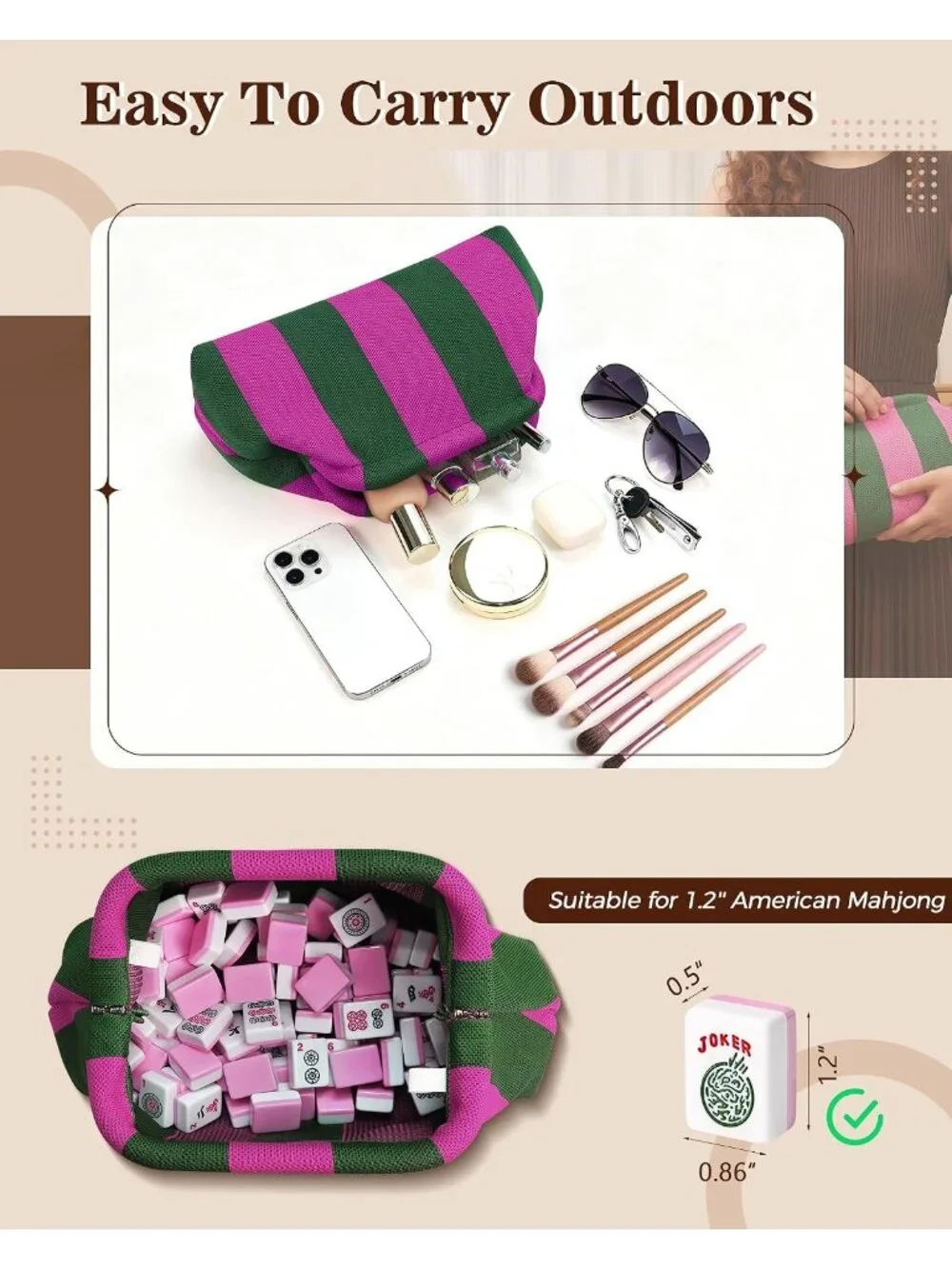Woman's Red Purple Summer Beach Purse for Vacation Striped Dumpling Bags